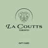 Black Logo of La Coutts Toronto on a green background. This is the look of the gift card