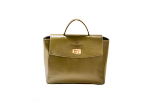 Image of the Ella. A Earthy Green Leather Thermal Designer Handbag by La Coutts Toronto