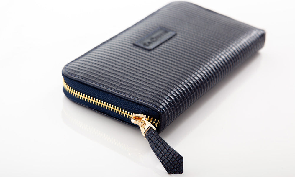 Navy Leather Wallet | La Coutts Toronto