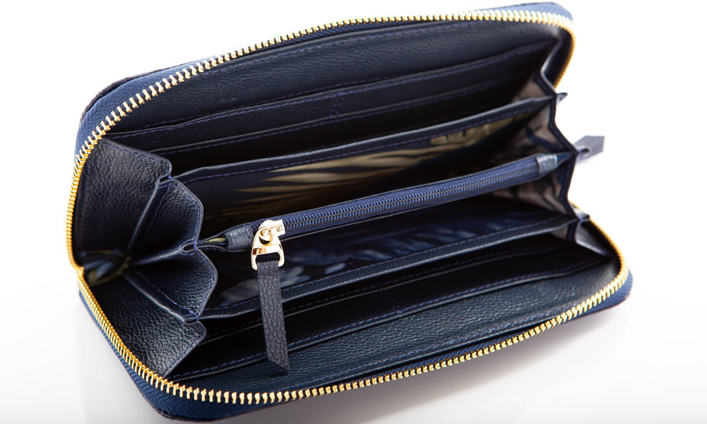 Navy Leather Wallet | La Coutts Toronto